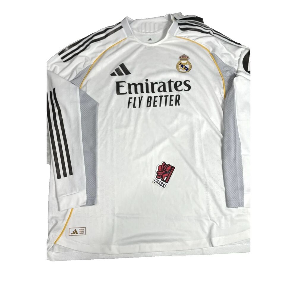 Adidas Real Madrid 25/26 Home Authentic LS Jersey JN8866 White Men’s 2XL NEW